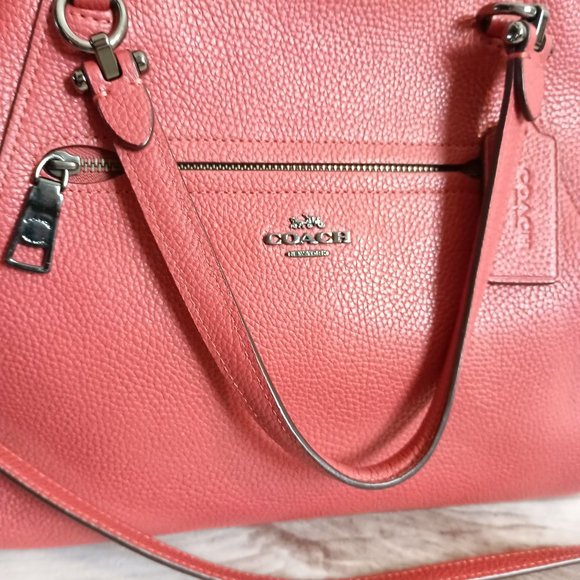 Coach prairie satchel convertible handbag in red signature Coach pebble leather - Picture 2 of 9